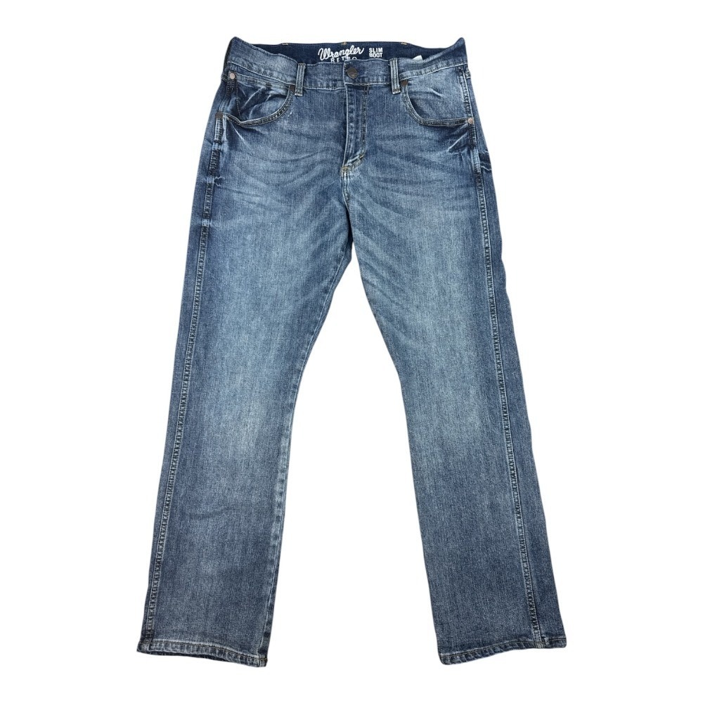 Wrangler Retro Slim Bootcut Jeans Men's 33x30.5 Light Wash Vintage Indigo